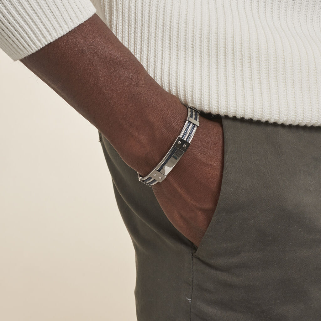 Bracelet Jourdan Herens Cable Acier Pvd Bleu - Spannringe Herren | OROVIVO
