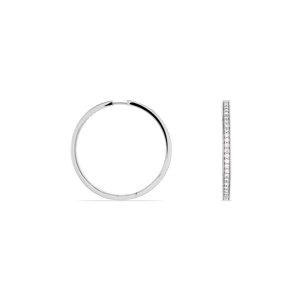 🦚 Damen Creolen Silber 925 Zirkonia , Creolen mit Stein