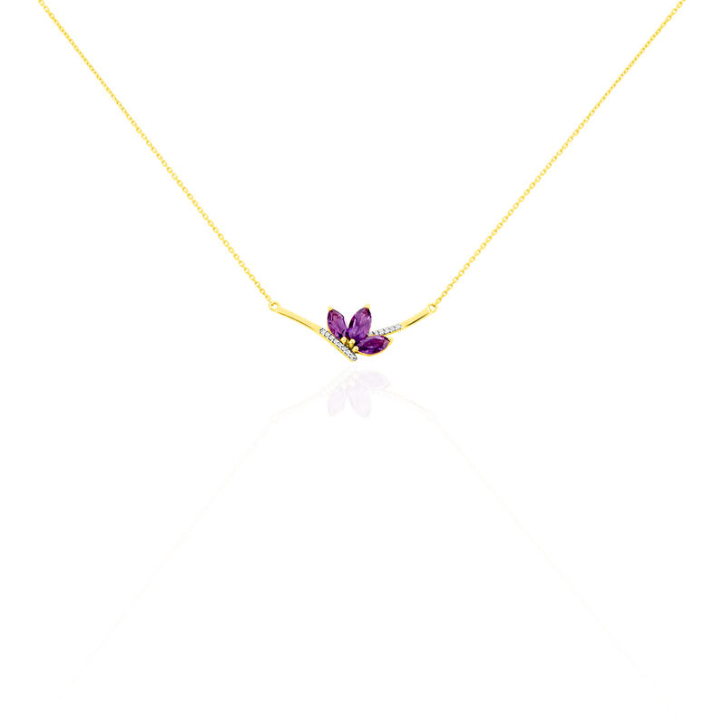 Collier Or Jaune Augustina Amethystes Oxydes De Zirconium - Spannringe Damen | OROVIVO