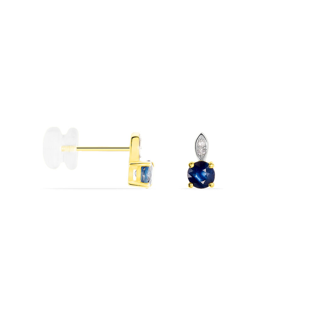 Damen Ohrstecker Gold Bicolor 375 Saphir 1,57ct Kreis Karlea 2  - Ohrstecker Damen | OROVIVO