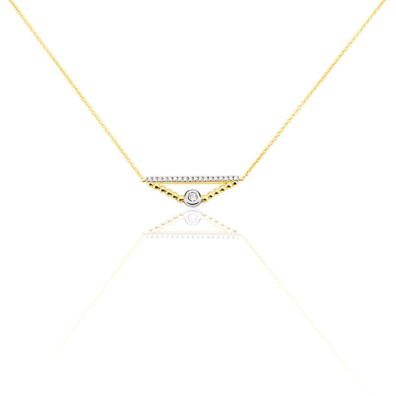 LISSY Damen Collier Gold Bicolor 375 (9 Karat) Zirkonia Wei&szlig; 0,24 ct Dreieck - Halsketten Damen | OROVIVO