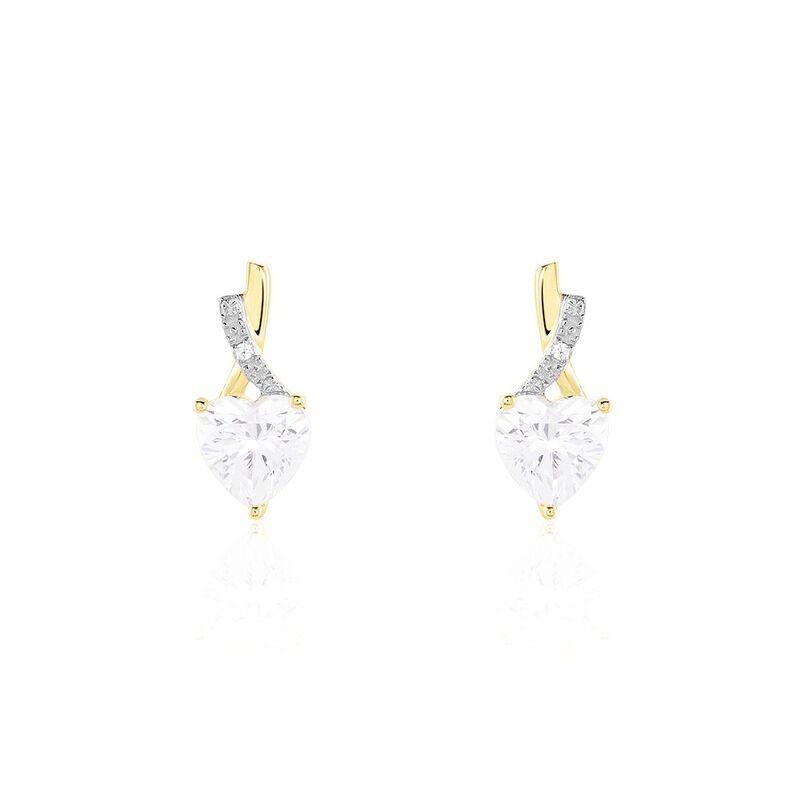 Boucles D'oreilles Puces Clothilde Or Jaune Oxyde De Zirconium - Spannringe Damen | OROVIVO