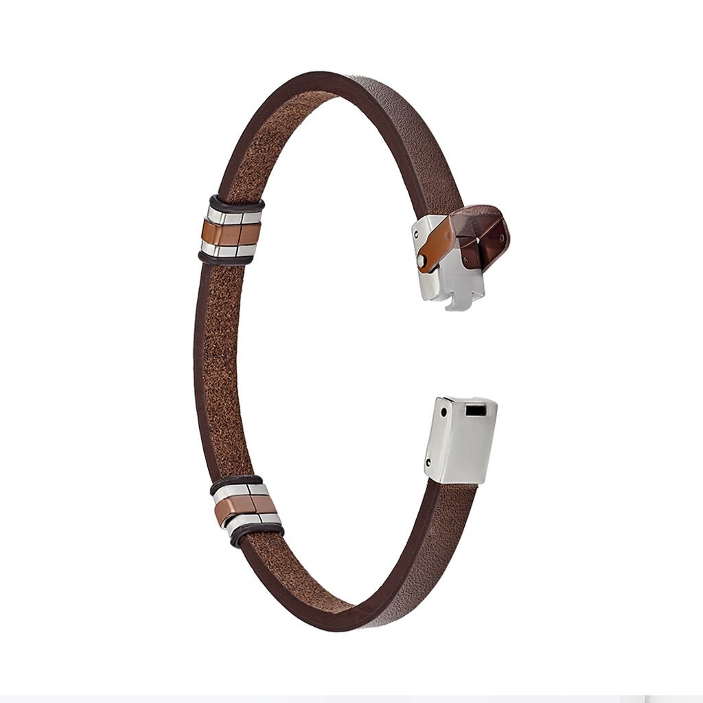 Herren Lederarmband Edelstahl Schwarz Braun - Armbänder Herren | OROVIVO