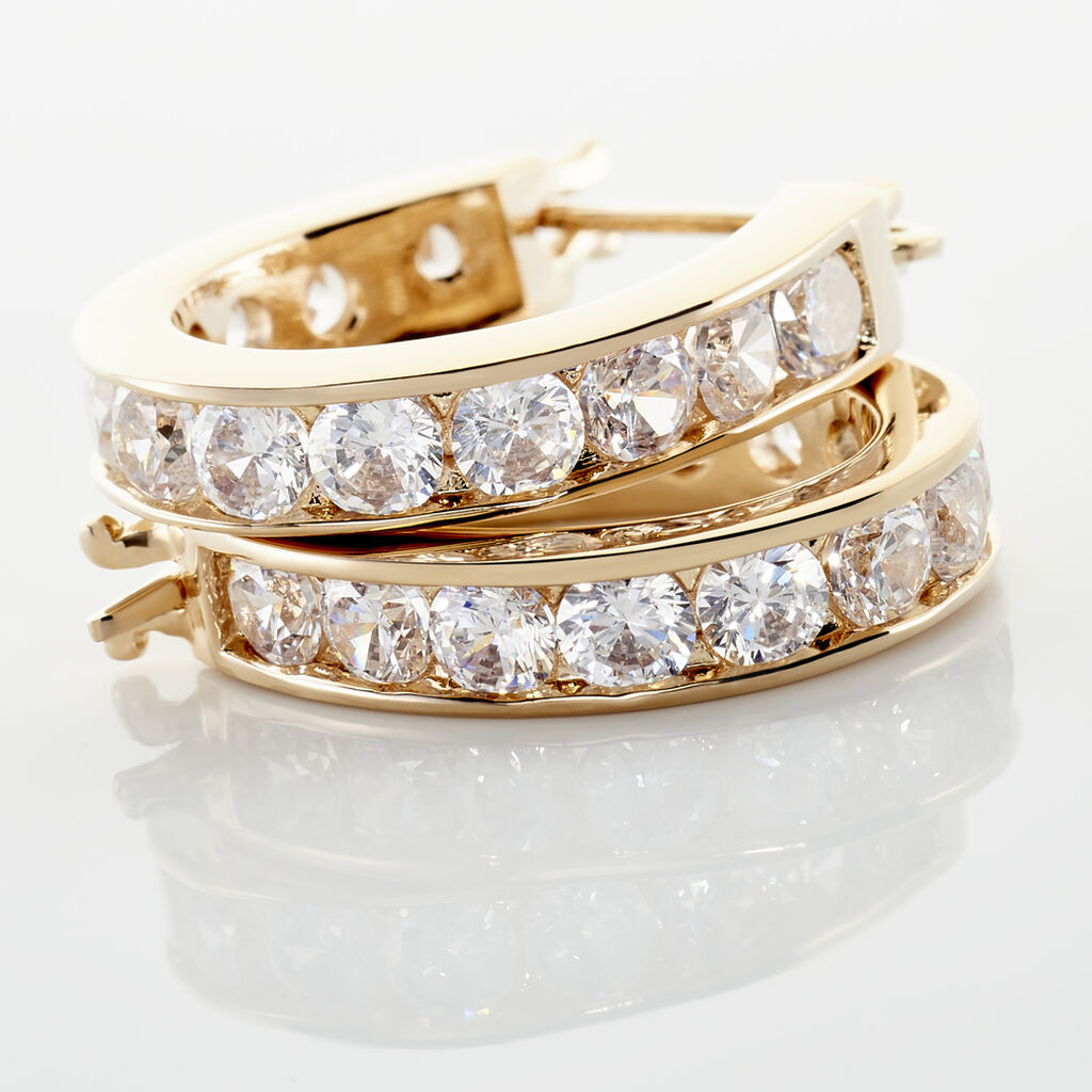 MARITA Damen Creolen Vergoldet 750 Zirkonia Wei&szlig; 0,94 ct B 3 mm