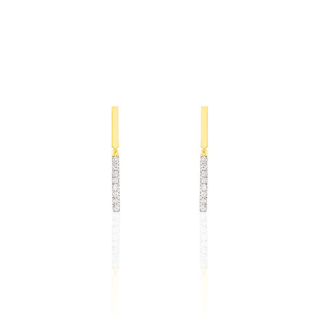 Damen Ohrstecker Lang Gold 375 Bicolor Diamant - Ohrringe mit Stein Damen | OROVIVO