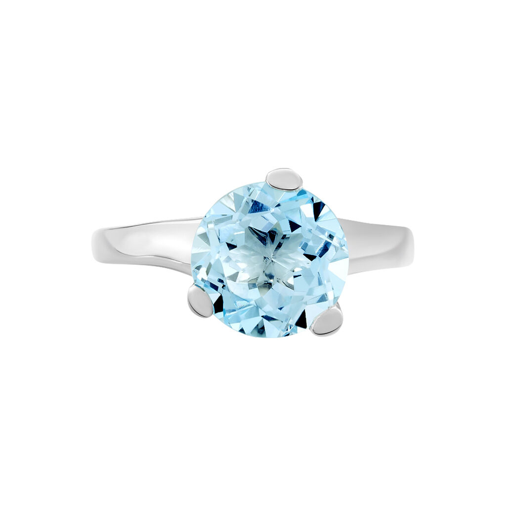 HAKKO Damen Ring Wei&szlig;gold 375 (9 Karat) Topas Blau 4,5 ct