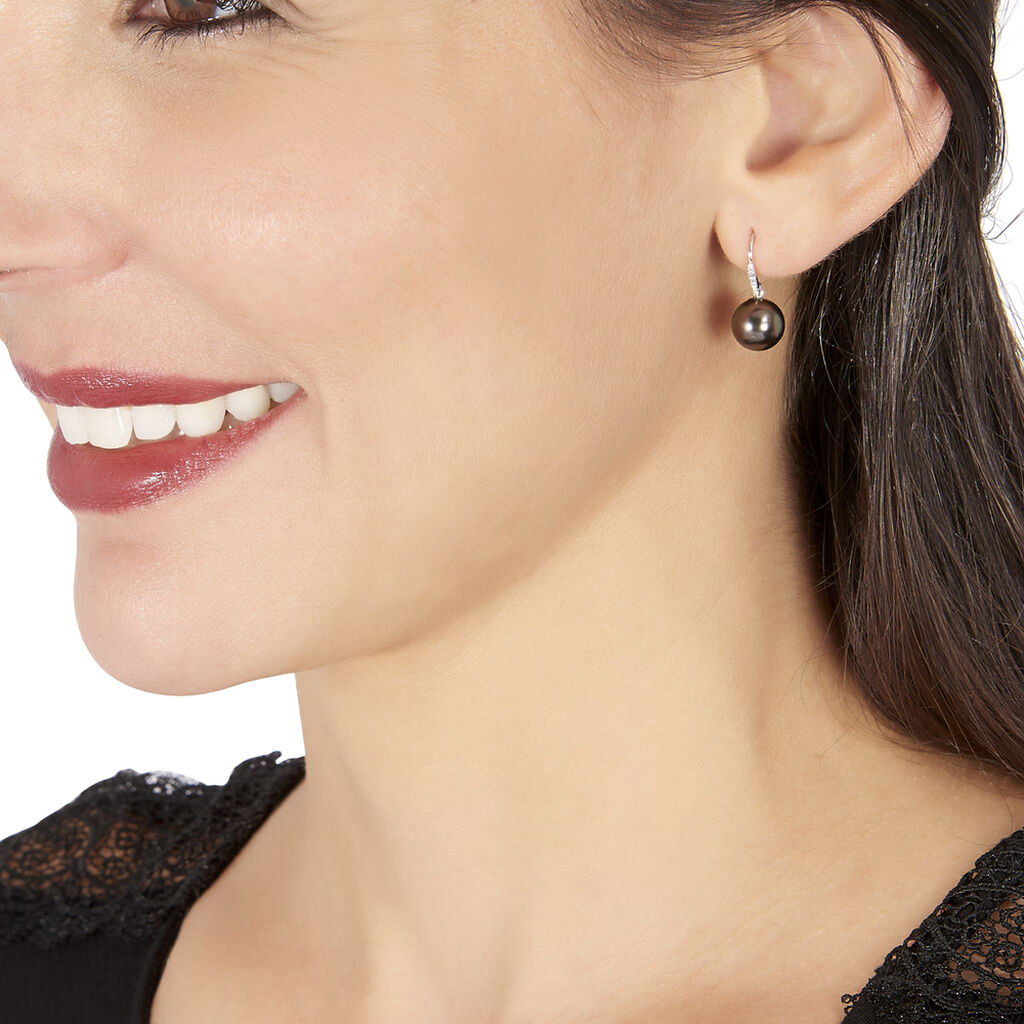 Boucles D'oreilles Or Gris  Et Perle - Spannringe Damen | OROVIVO
