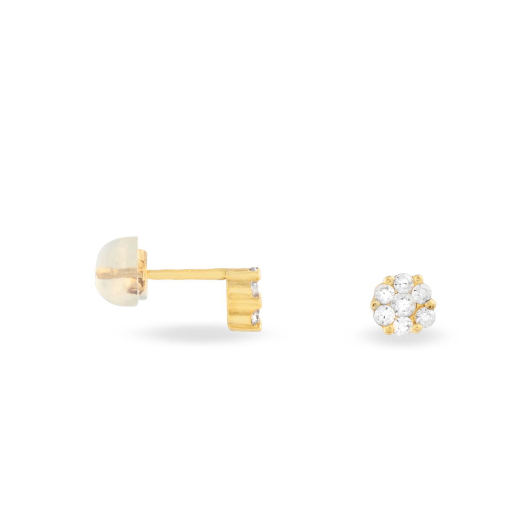 LIDIA 1 Damen Ohrstecker Gold 375 (9 Karat) Zirkonia Wei&szlig; Blume