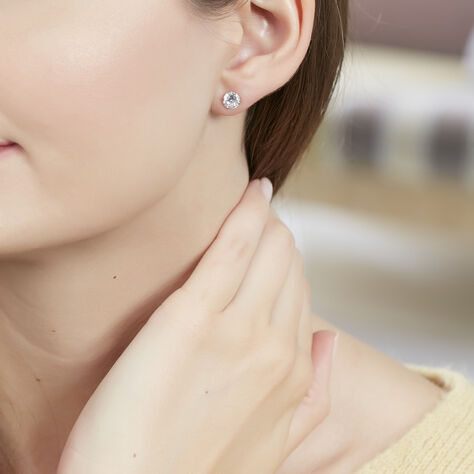 Damen Ohrstecker Weißgold 375 Zirkonia 6mm - Ohrstecker Damen | OROVIVO
