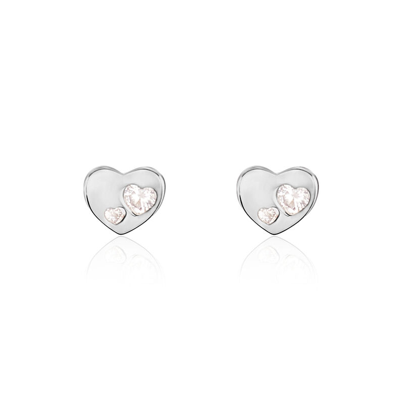 Boucles D'oreilles Puces Or Weiss Coeur - Spannringe Damen | OROVIVO