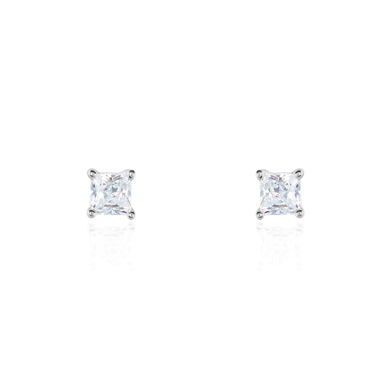 BIRATI Damen Ohrstecker Silber 925 Zirkonia Wei&szlig; 1 ct Viereck - Ohrstecker Damen | OROVIVO