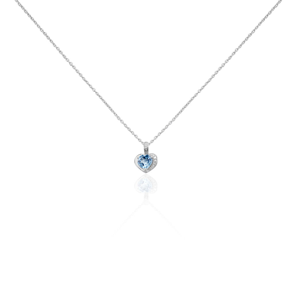 ARIDA HERZ 1 Damen Collier Silber 925 Topas Blau 0,97 ct Herz