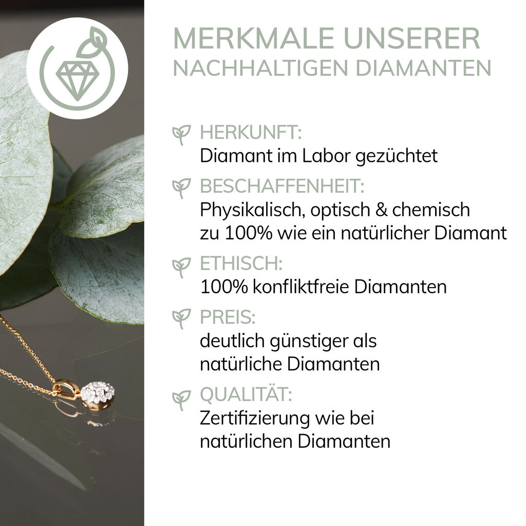 Sonate Damen Collier Wei&szlig;gold 750 (18 Karat) Synthetischer Diamant Wei&szlig; 0,31 ct