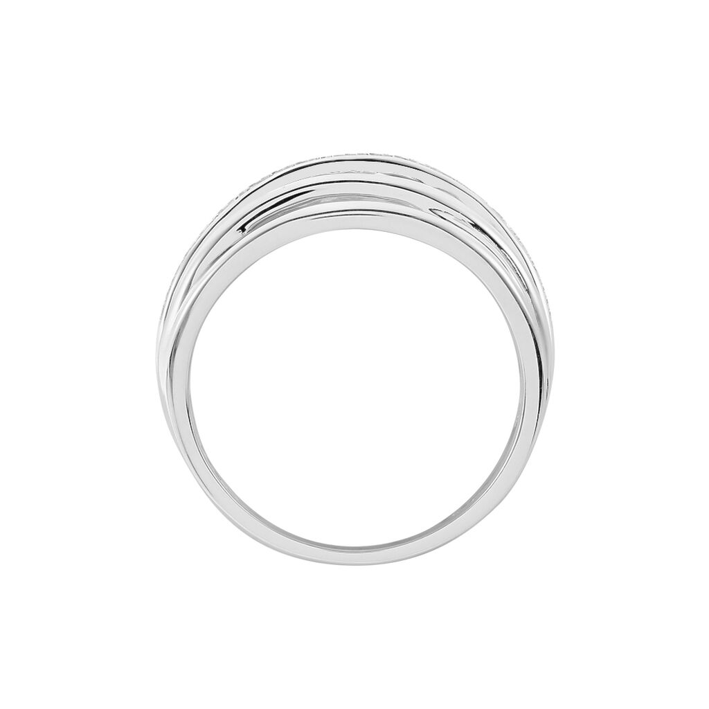 Damen Ring Silber 925 Zirkonia Wei&szlig; Welle