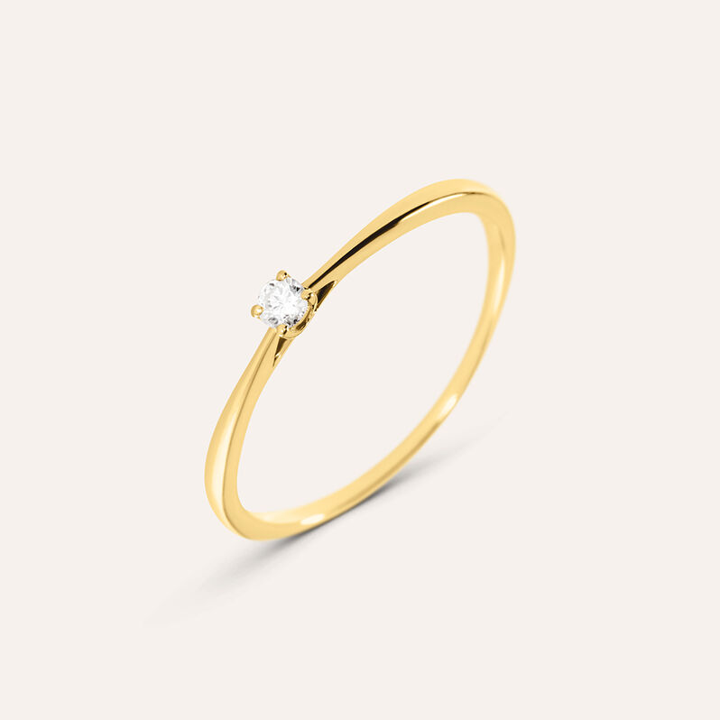 Anello Solitario Grace Oro Giallo Diamante - Spannringe Damen | OROVIVO