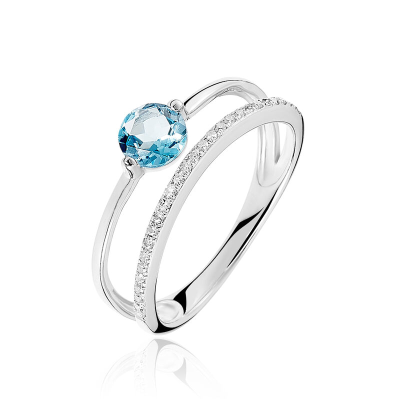 Bague Or Blanc Topaze Et Diamant - Spannringe Damen | OROVIVO
