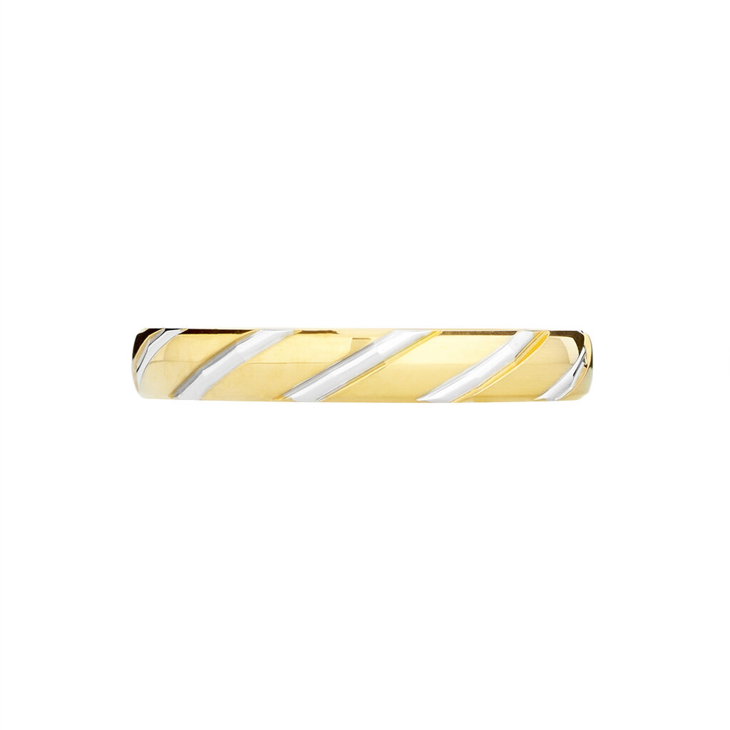 Alliance Strie Fantaisie Demi Jonc Classique Or Bicolore - Spannringe Unisex | OROVIVO