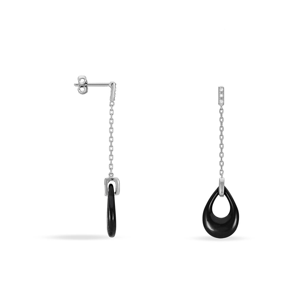 Boucles D'oreilles Pendantes Nahima Argent Céramique Et Oxyde - Spannringe Damen | OROVIVO