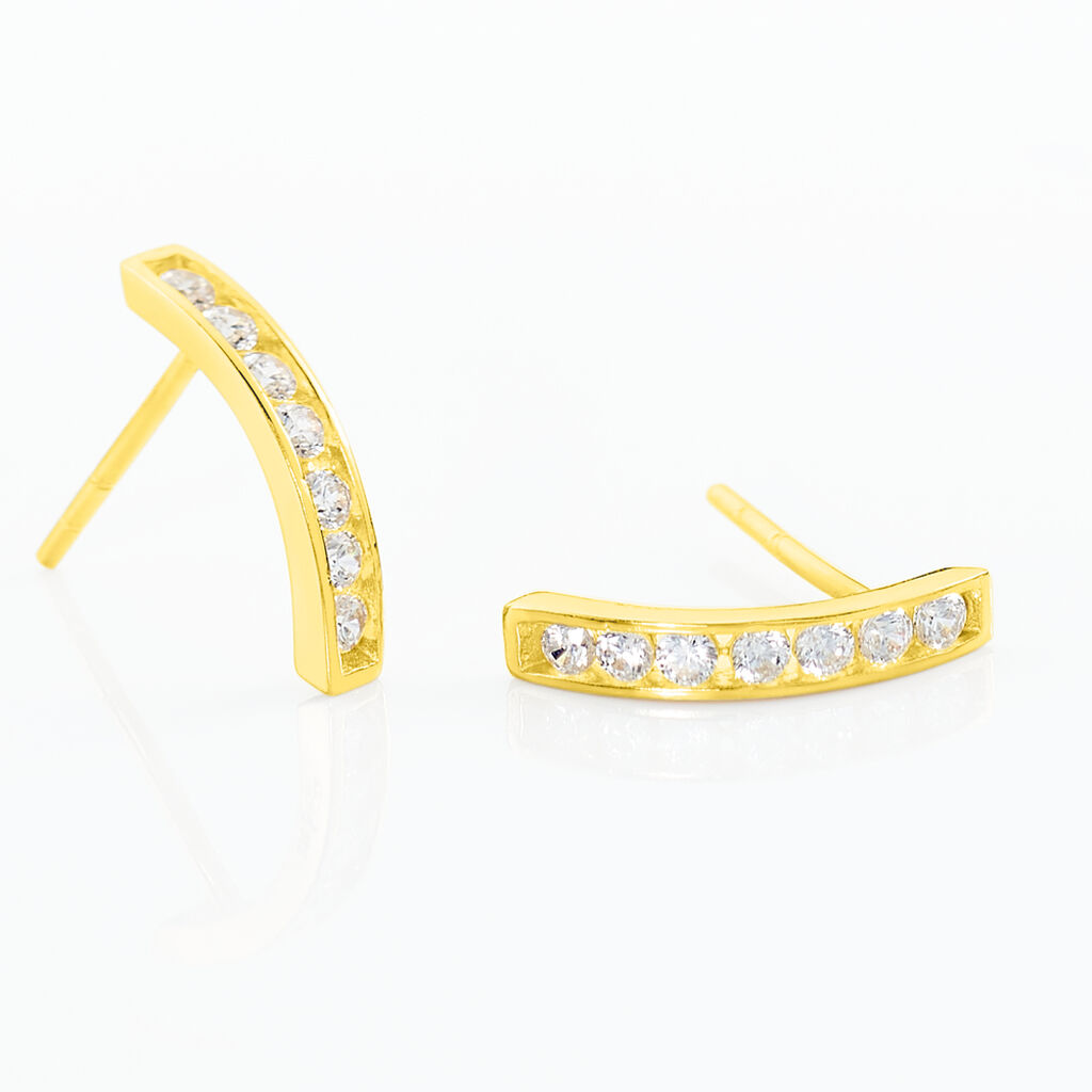 JACOBA Damen Creolen Gold 375 (9 Karat) Zirkonia Wei&szlig;