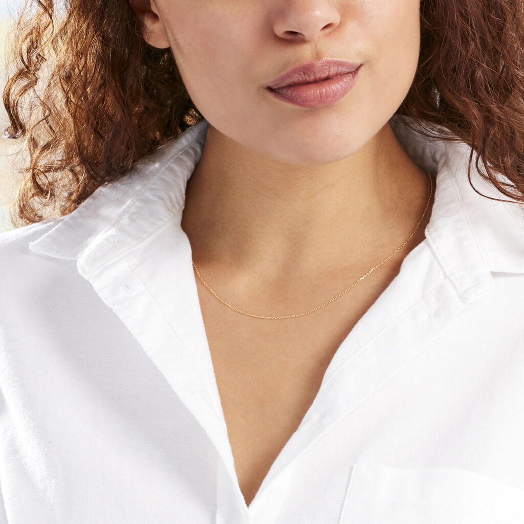 Damen Ankerkette Gold 375 Diamantiert  - Halsketten Damen | OROVIVO