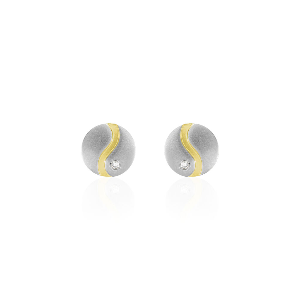 Damen Ohrstecker Titan Bicolor Diamant 0,01ct Welle Kreis Slawena  - Ohrstecker Damen | OROVIVO