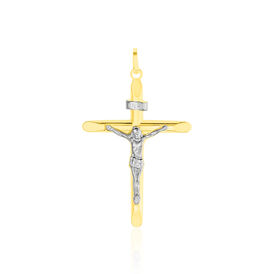 Kreuz Anhänger Gold 375 Bicolor Jesus Christus Jael - Kreuzanhänger Unisex | OROVIVO