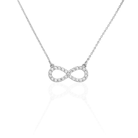 KLOTHILDA Damen Collier Wei&szlig;gold 375 (9 Karat) Zirkonia Wei&szlig; 0,07 ct Unendlichkeit - Halsketten  | OROVIVO