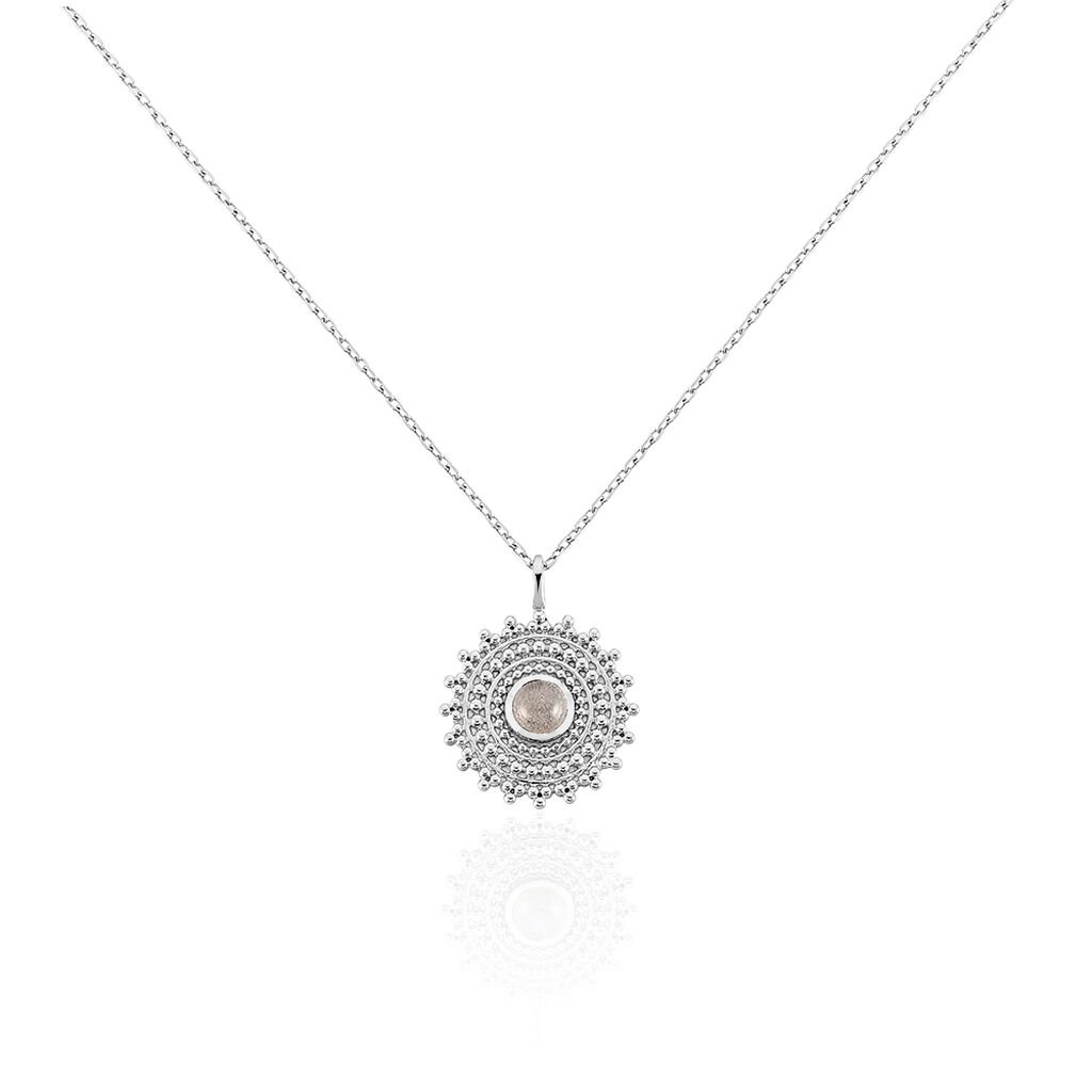 Collier Argent Rhodie Nyoko Rosace Labradorite - Spannringe Damen | OROVIVO