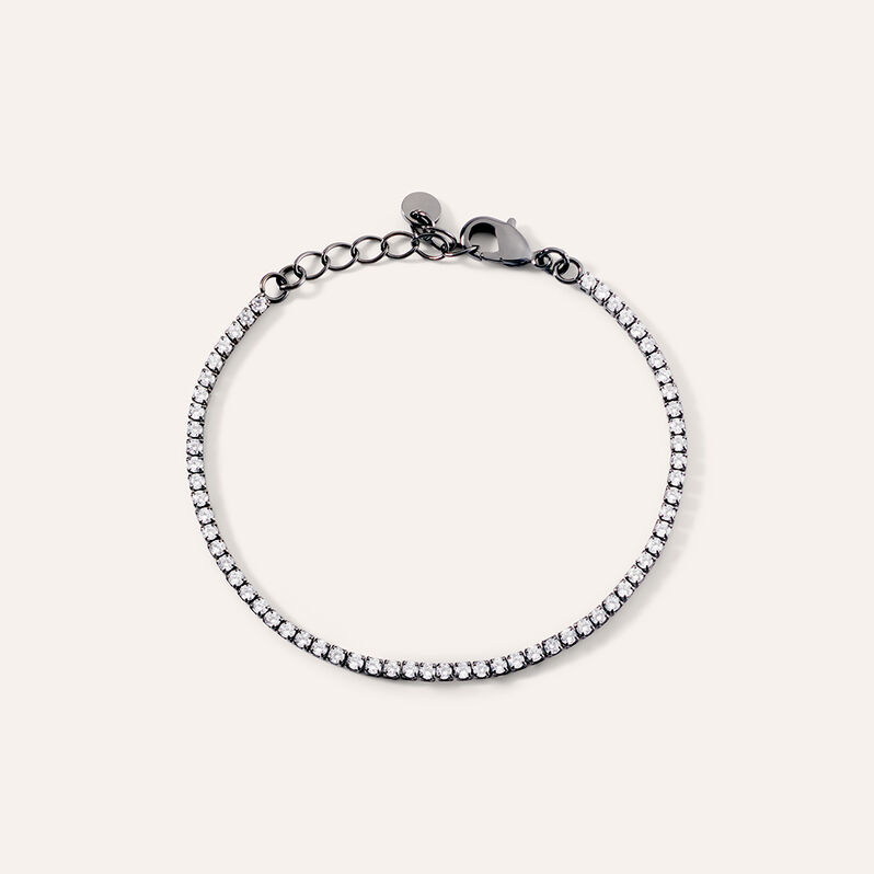 Bracciale Tennis Romantic Shine Metallo Nero Cristallo - Spannringe Damen | OROVIVO