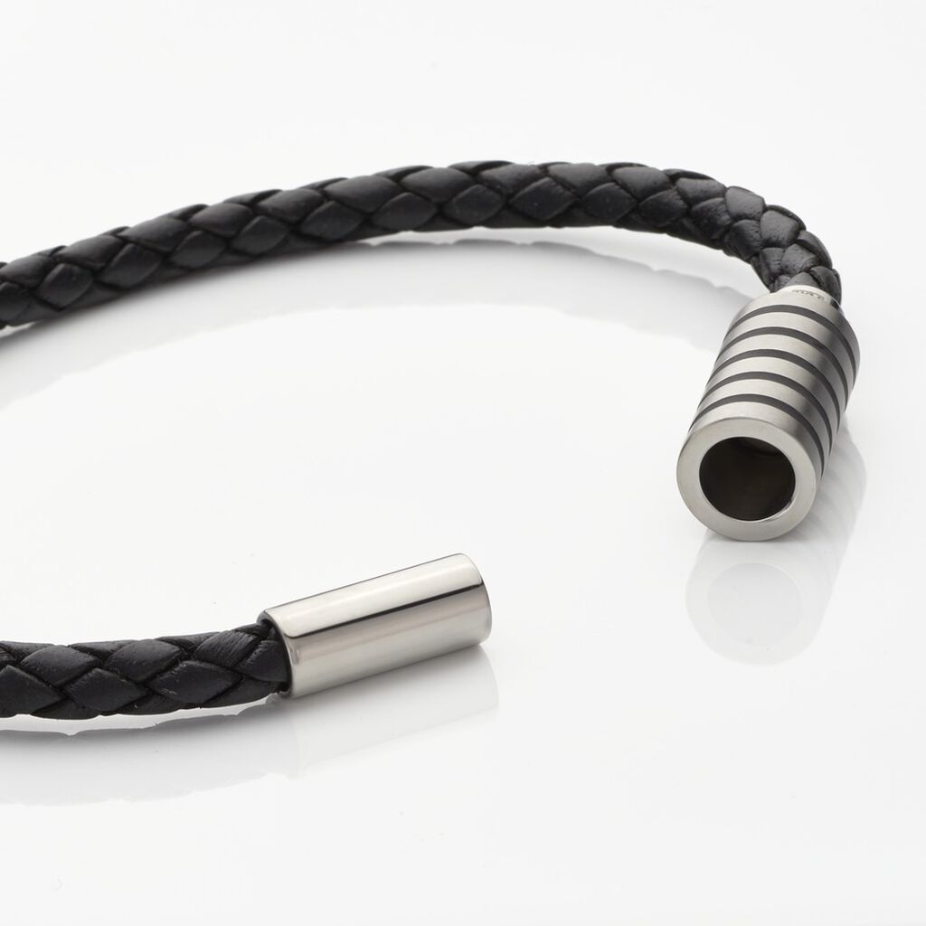 Herren Lederarmband Edelstahl Schwarz - Armbänder Herren | OROVIVO