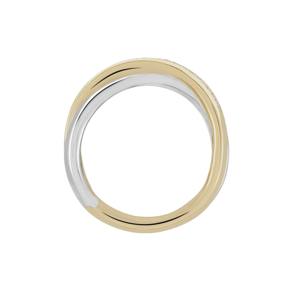 Damen Ring Gold Bicolor Gelb/Silber 375 Diamant 0,08ct Bond 7,60mm  - Ringe mit Stein Damen | OROVIVO