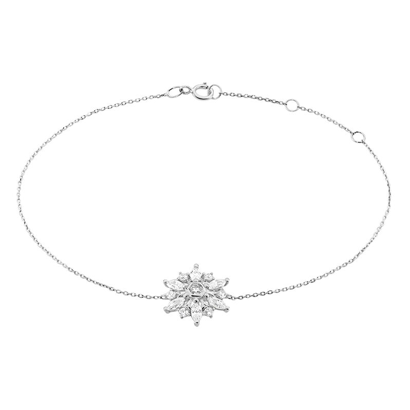 Bracelet Or Weiss Allassane Forme Flocon Oxydes De Zirconium 18.5cm - Spannringe Damen | OROVIVO