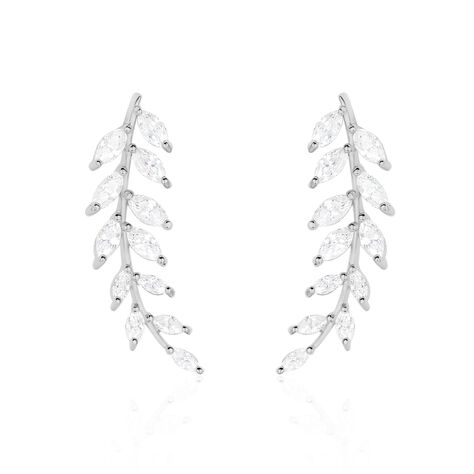 ANGELINE BLATT 1 Damen Ohrschmuck Silber 925 Zirkonia Wei&szlig; 0,42 ct Blatt - Ohrringe mit Stein  | OROVIVO