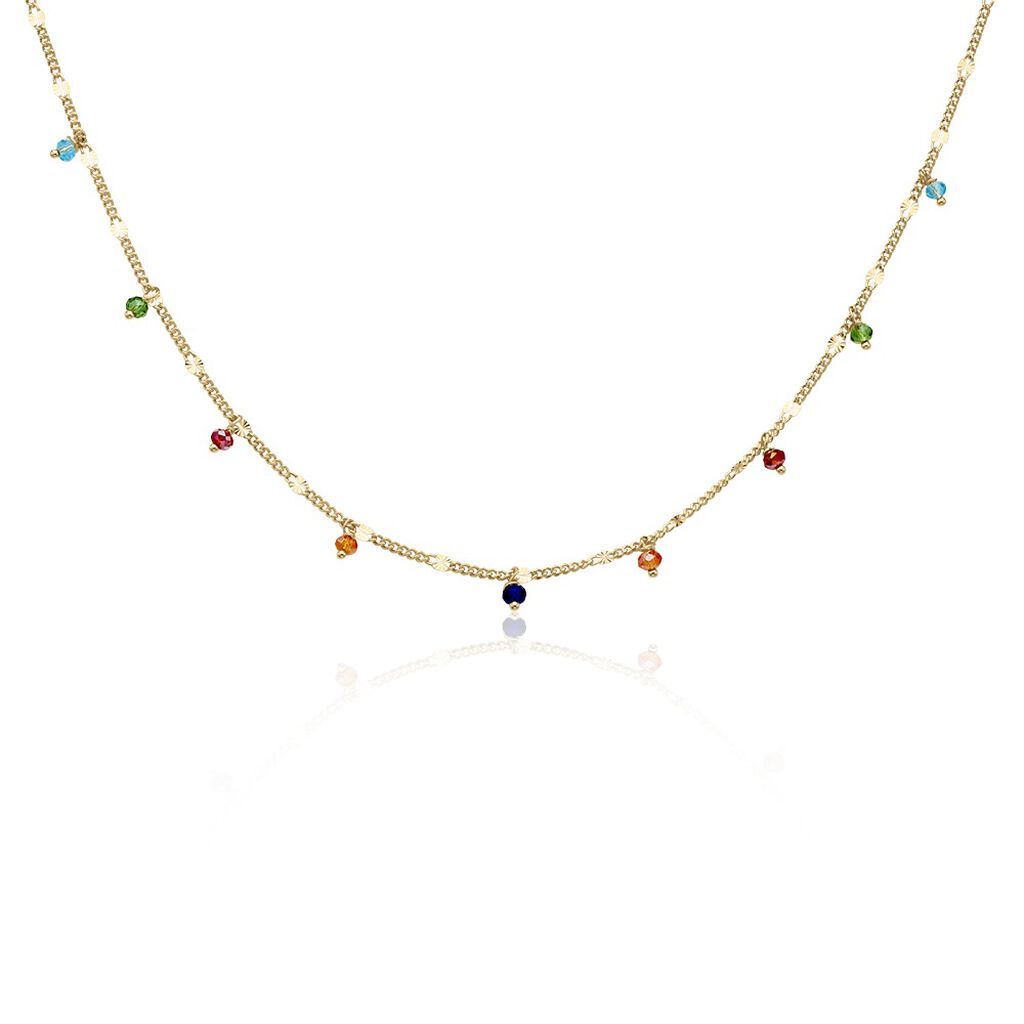 ROMANA Damen Anhänger Silber vergoldet 925 Glas Multicolour 0,320 ct B 1,1 mm, Collier mit Stein