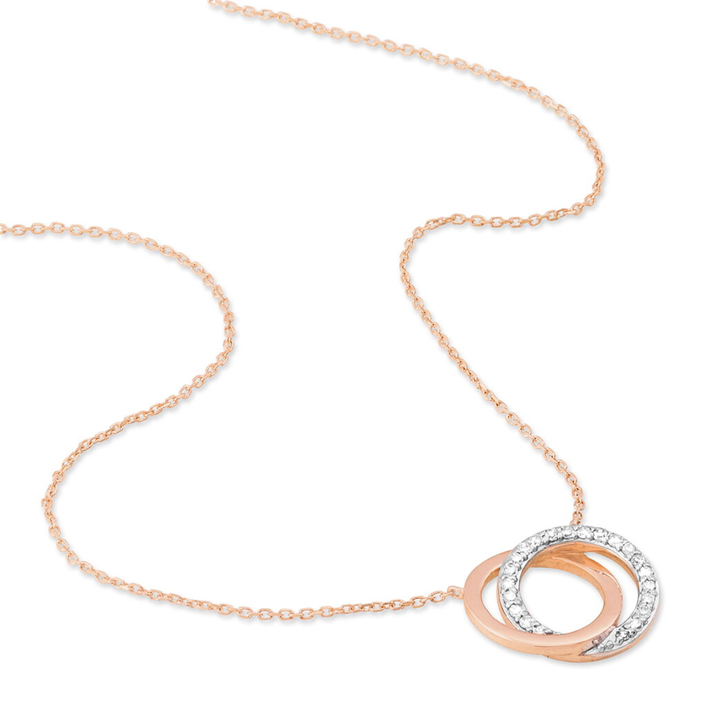ABSOLU Damen Collier Gold Bicolor 375 (9 Karat) Diamant Wei&szlig; 0,07 ct Kreis