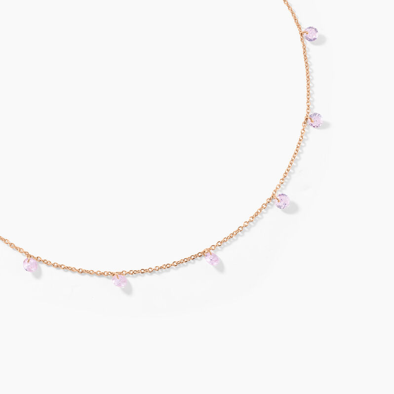 Collier Collie Argent Rose Oxyde De Zirconium - Spannringe Damen | OROVIVO