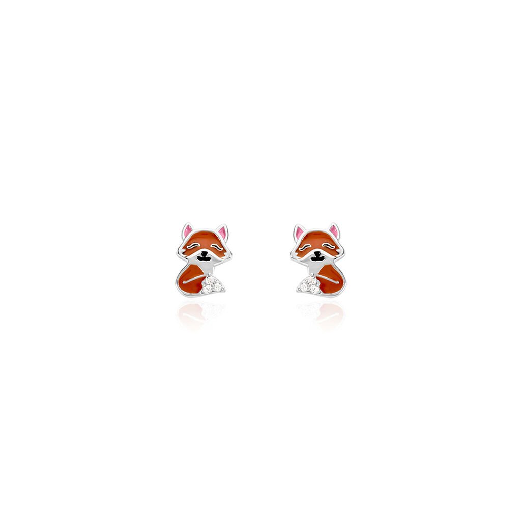FOXY Kinder Ohrstecker Silber 925 Zirkonia Weiß Fuchs - Ohrstecker Kinder | OROVIVO
