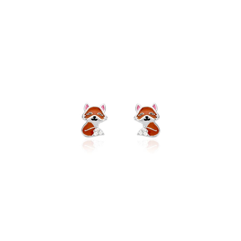 FOXY Kinder Ohrstecker Silber 925 Zirkonia Weiß Fuchs - Ohrstecker Kinder | OROVIVO