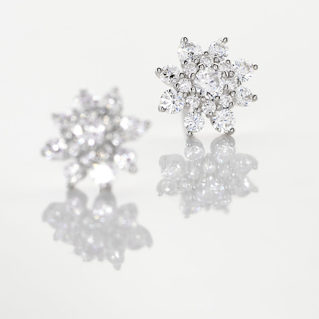 LORRAINE Damen Ohrstecker Silber 925 Zirkonia Wei&szlig; 0,31 ct Blume