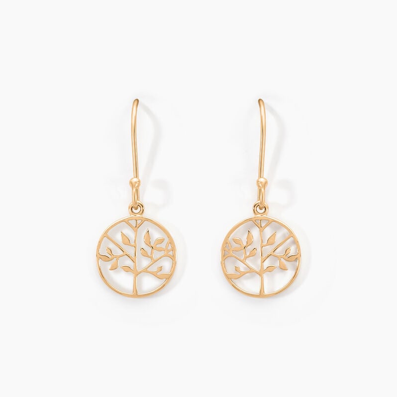 Boucles D'oreilles Pendantes Plaqué Or Jaune Galvina - Spannringe Damen | OROVIVO