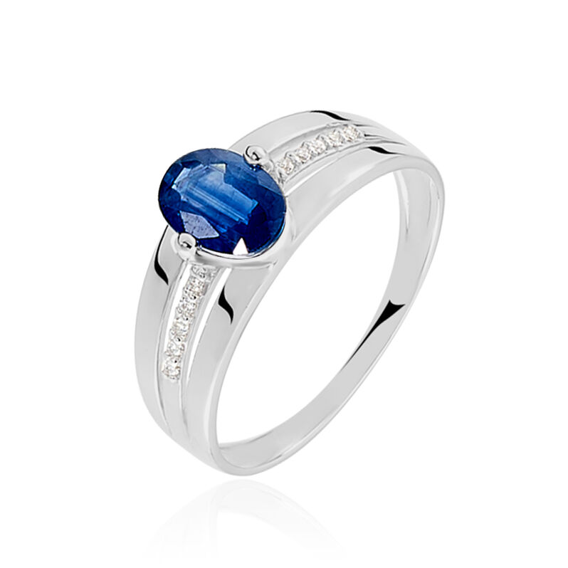Bague Or Blanc Saphir Et Diamant - Spannringe Damen | OROVIVO