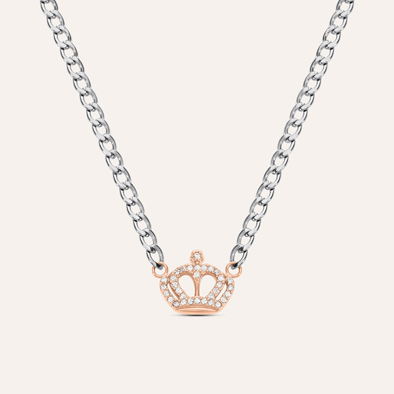 Collana Sunrise Acciaio Bicolore Bianco / Rosa Cristallo - Spannringe Damen | OROVIVO