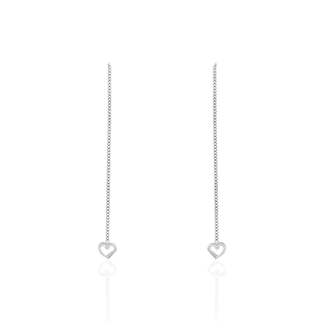 Damen Ohrstecker Lang Silber 925 Herz Vanja, Ohrringe Lang ohne Stein