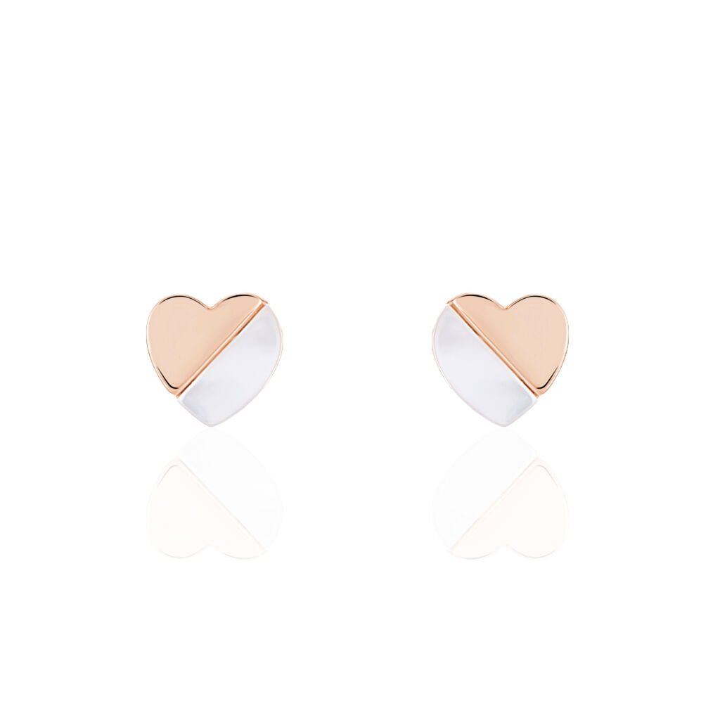 THEA Damen Ohrstecker Silber rosevergoldet 925 Perlmutt Perlmutt Herz, Ohrstecker mit Stein