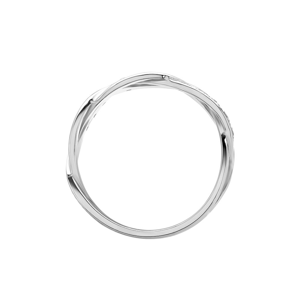 Damen Ring Silber 925 Zirkonia Wei&szlig; Welle B 7 mm