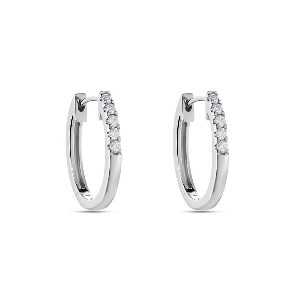 Damen Creolen Weißgold 750 Diamant 0,14ct Celin 15,50mm 15,50mm  - Creolen Damen | OROVIVO