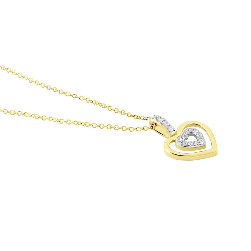 Damen Collier Gold 375 Diamant 0,07ct Herz Herz In Herz 0,95mm - Halsketten Damen | OROVIVO