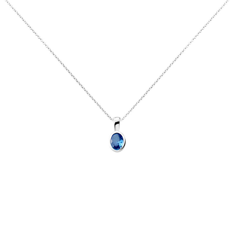 Olivia Damen Collier Silber 925 Glas Blau Oval - Halsketten Damen | OROVIVO
