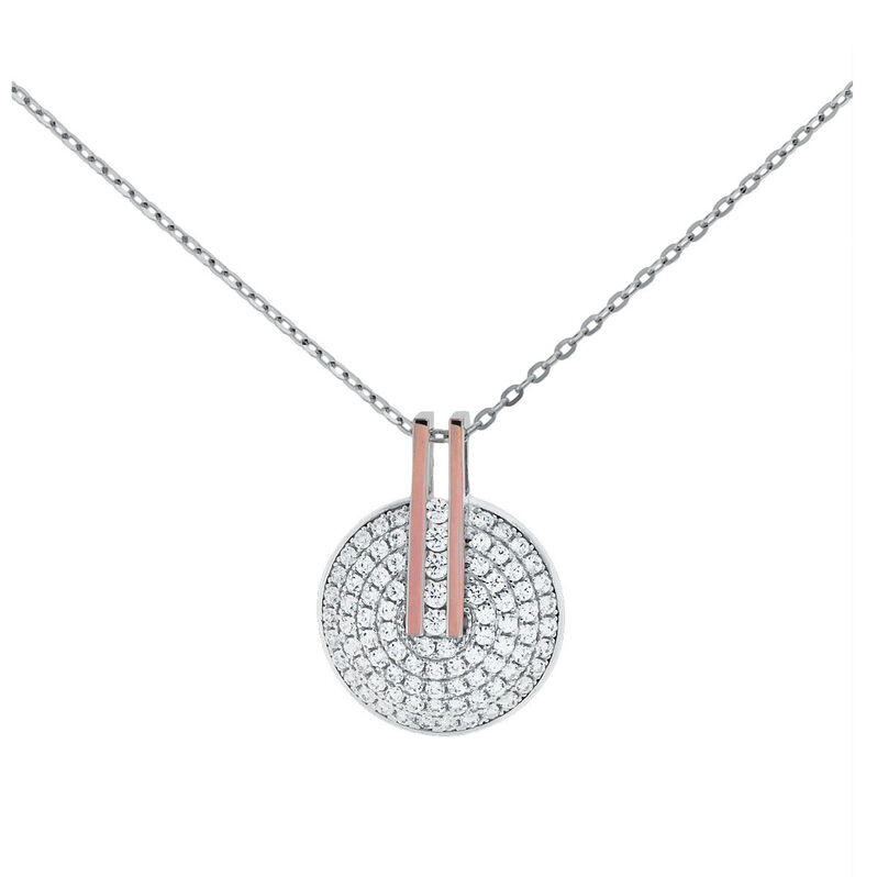 KAPINA Damen Collier Silber Bicolor 925 Zirkonia Wei&szlig; 0,1 ct Barren - Halsketten Damen | OROVIVO