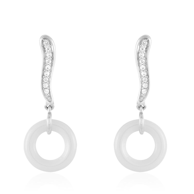 Boucles D'oreilles Pendantes Argent Blanc Oxyde De Zirconium - Spannringe Damen | OROVIVO